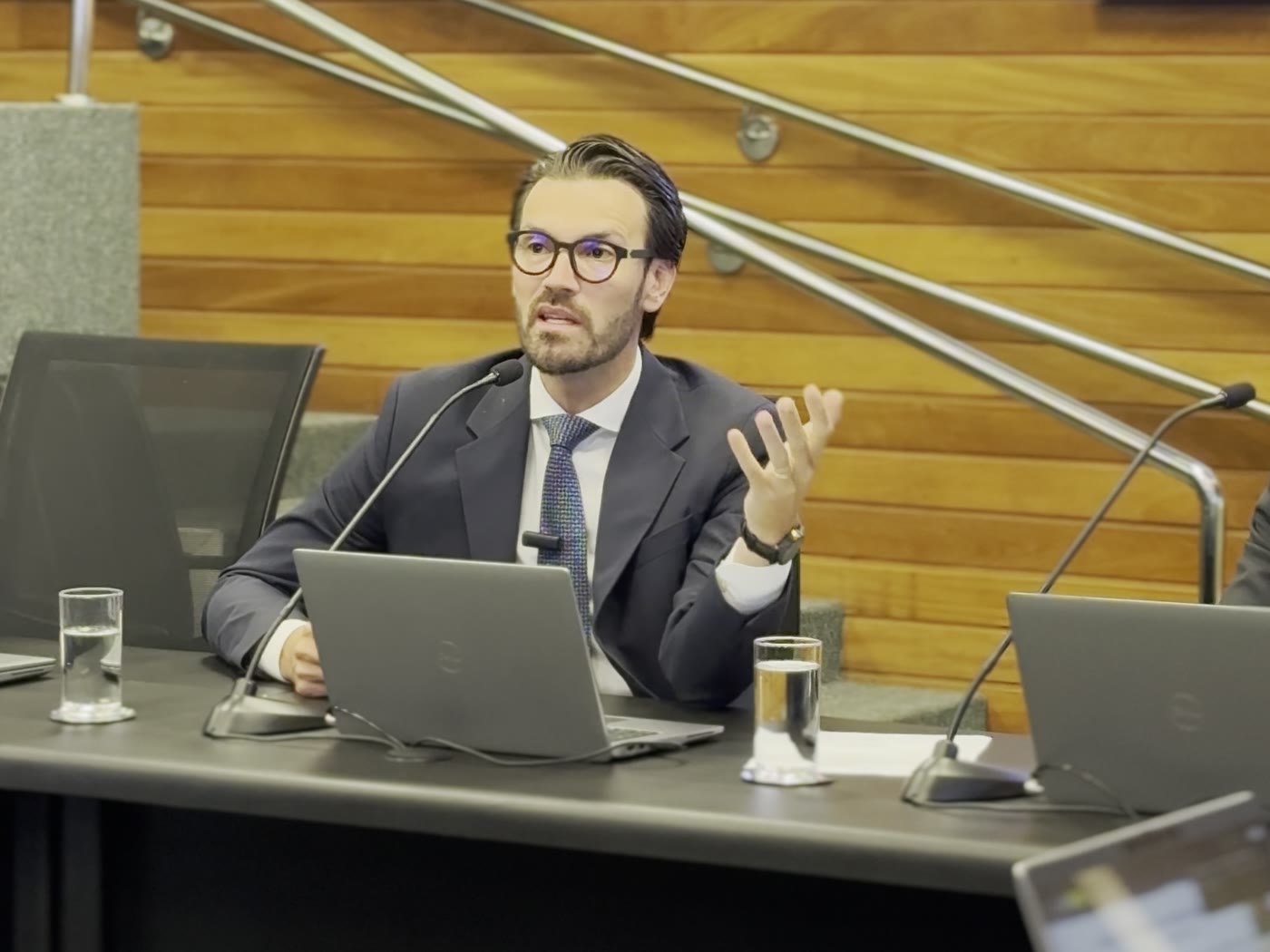 Dr. Nelson Cathcart Jr. falando em audiência pública na Assembleia Legislativa de Santa Catarina